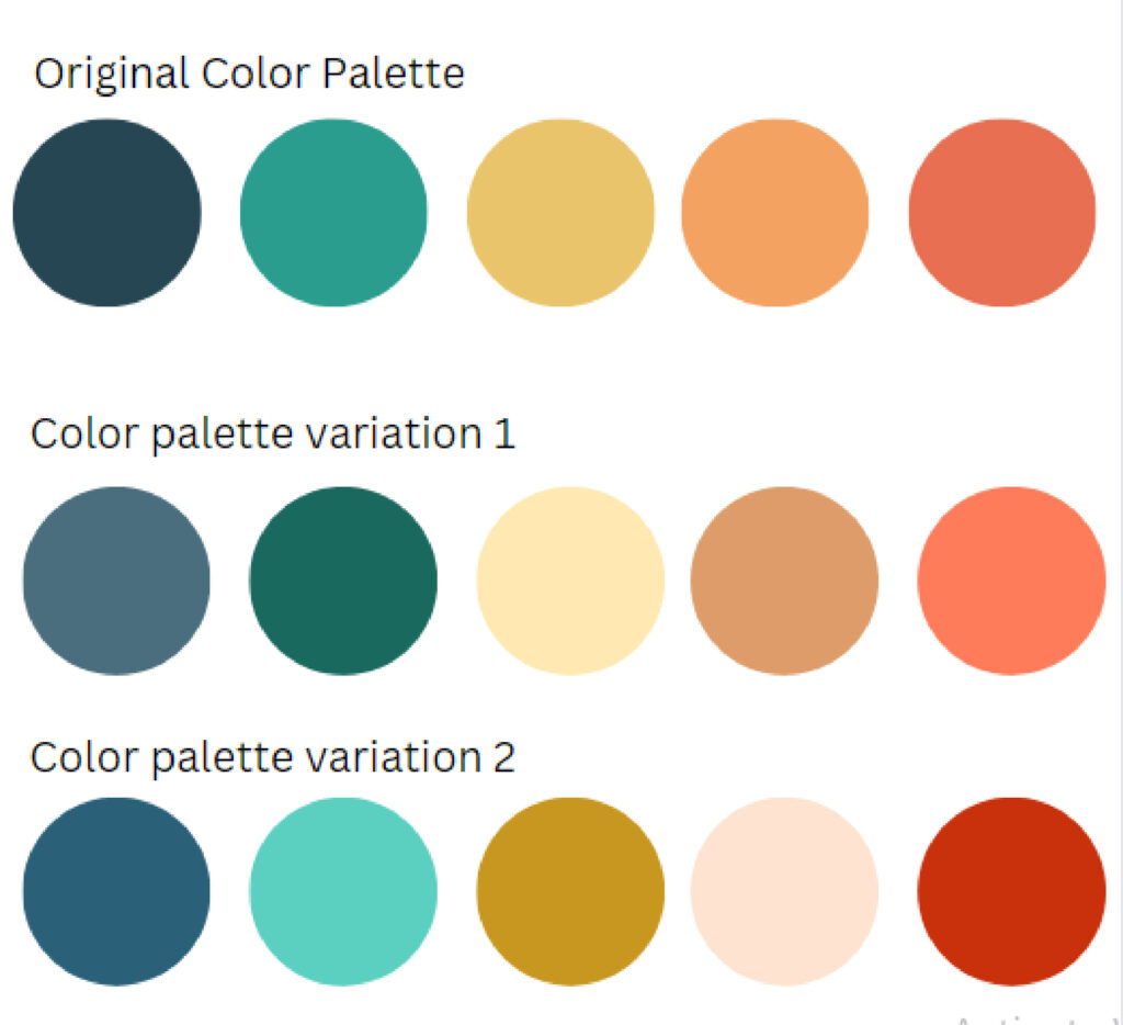 a color palette showing 2 new variations of the original.