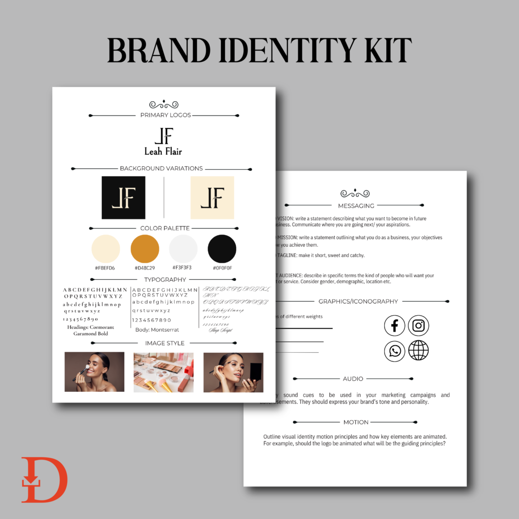brand kit guide for a luxury make up artist brand
